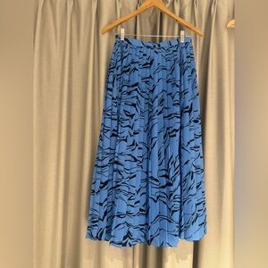 Country Road Blue and Black Pleated Midi Skirt